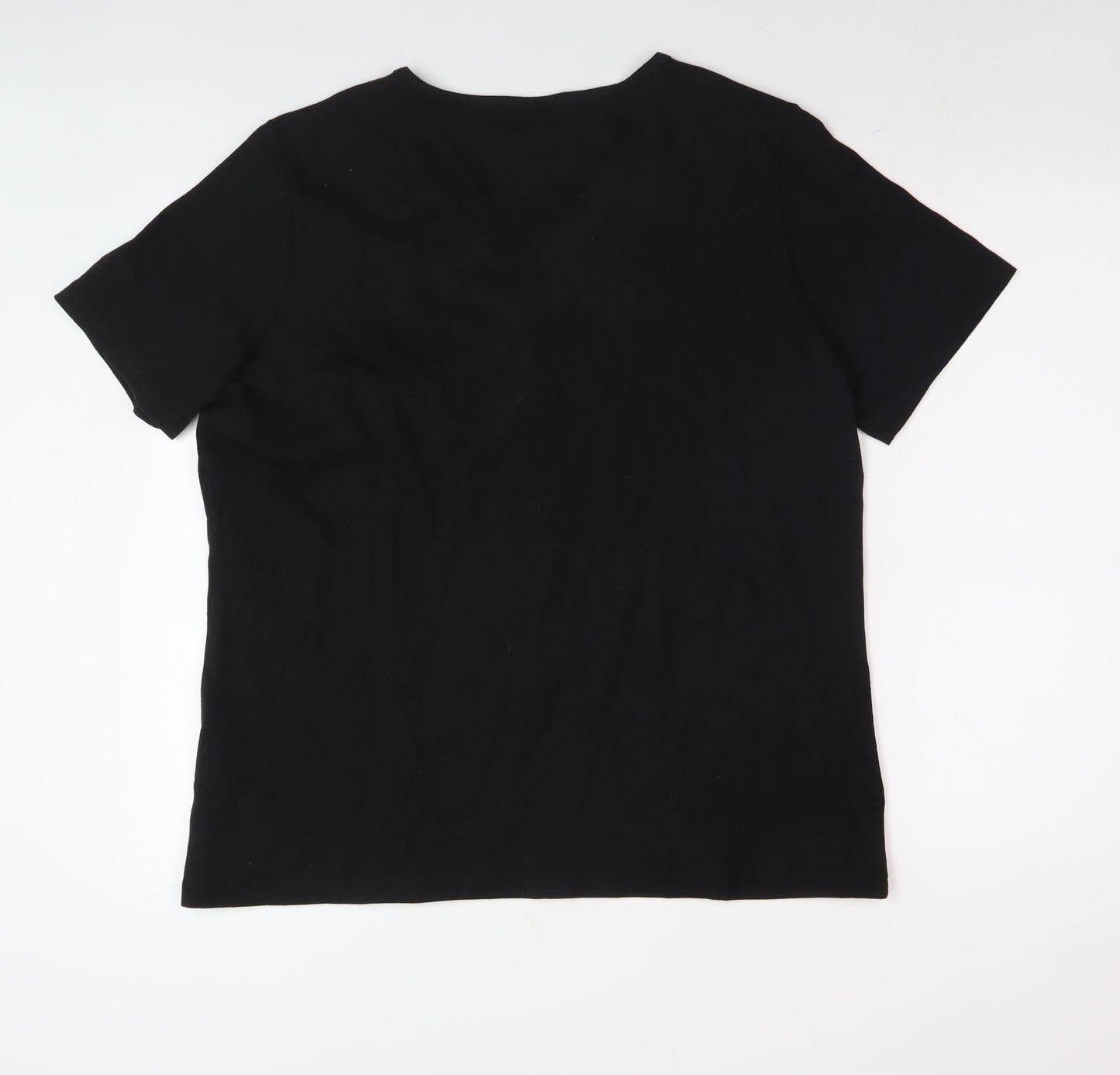 Damart Women's Black Embroidered T-Shirt L