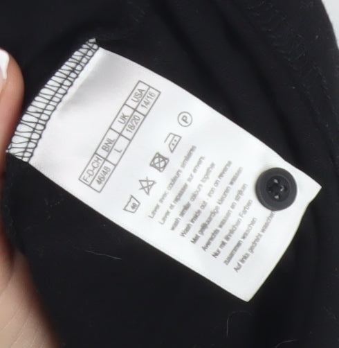 Damart Women's Black Embroidered T-Shirt L