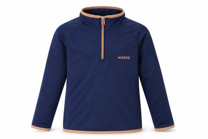 Front view of Decathlon unisex kids blue pullover skiing sweatshirt 4 years