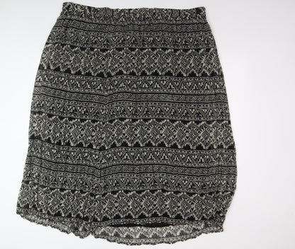 Ann Harvey Women's Black Geometric Midi Skirt Size 20