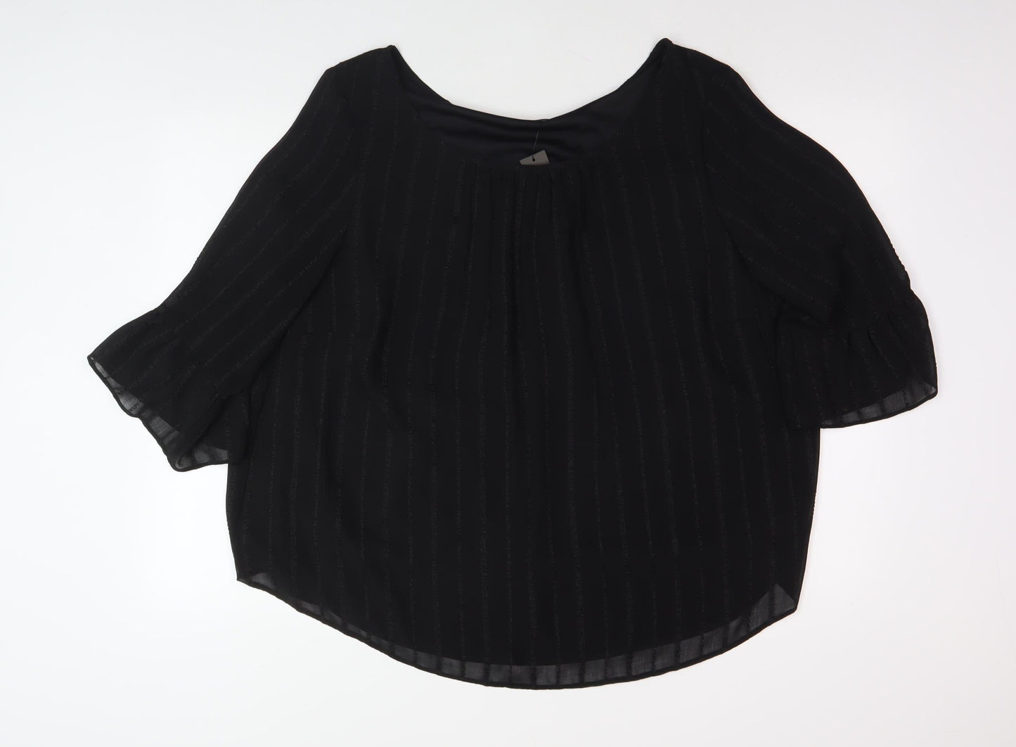 M&Co Women's Black Plus Size Scoop Neck Blouse