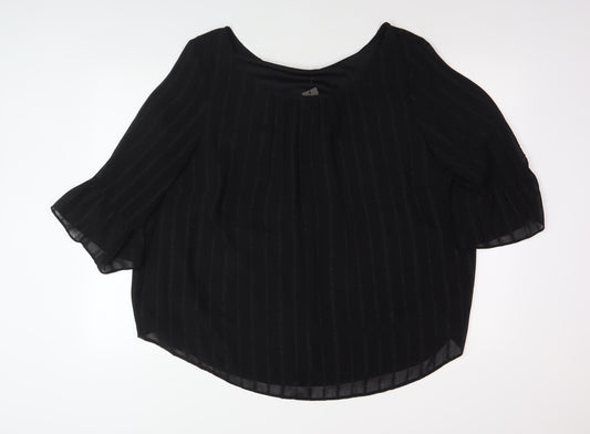 M&Co Women's Black Plus Size Scoop Neck Blouse