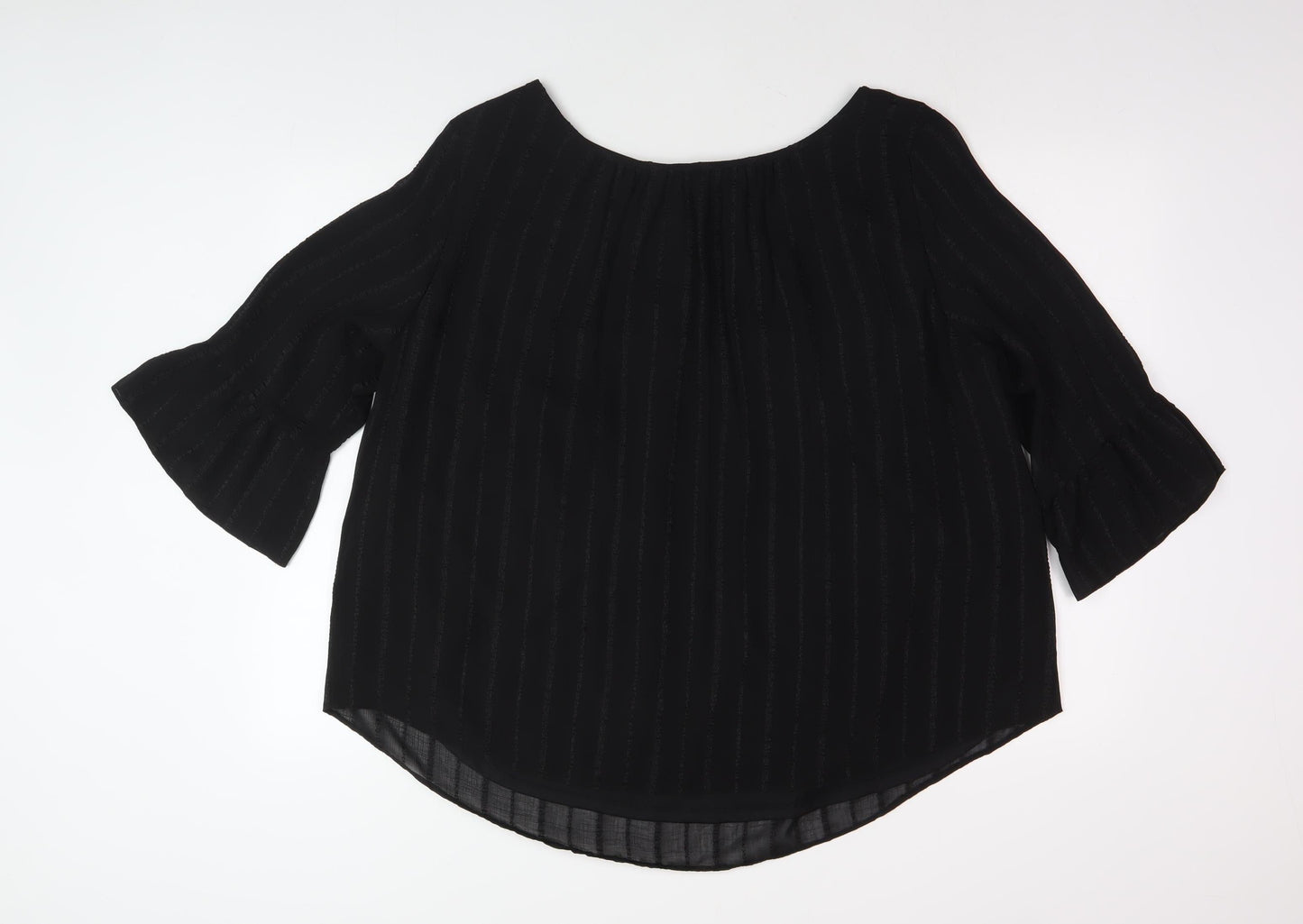 M&Co Women's Black Plus Size Scoop Neck Blouse