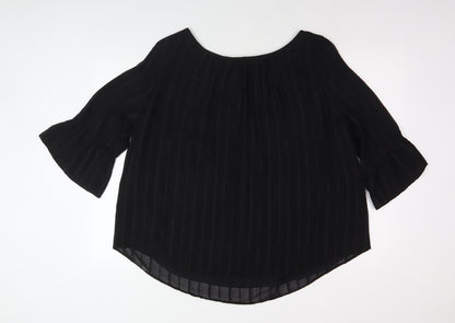 M&Co Women's Black Plus Size Scoop Neck Blouse