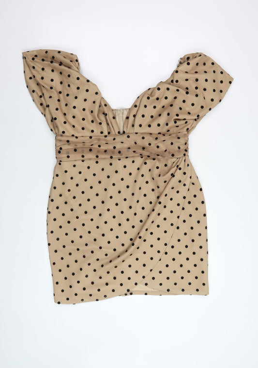 ASOS Design Women’s Beige Polka Dot Bodycon Dress 18