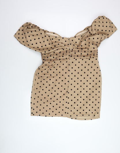 ASOS Design Women’s Beige Polka Dot Bodycon Dress 18