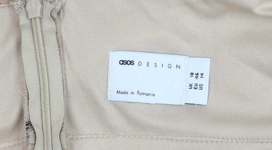 ASOS Design Women’s Beige Polka Dot Bodycon Dress 18