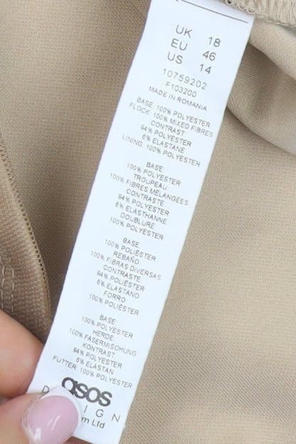 ASOS Design Women’s Beige Polka Dot Bodycon Dress 18