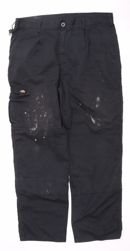 Dickies Men's Black Cargo Trousers Size 38R