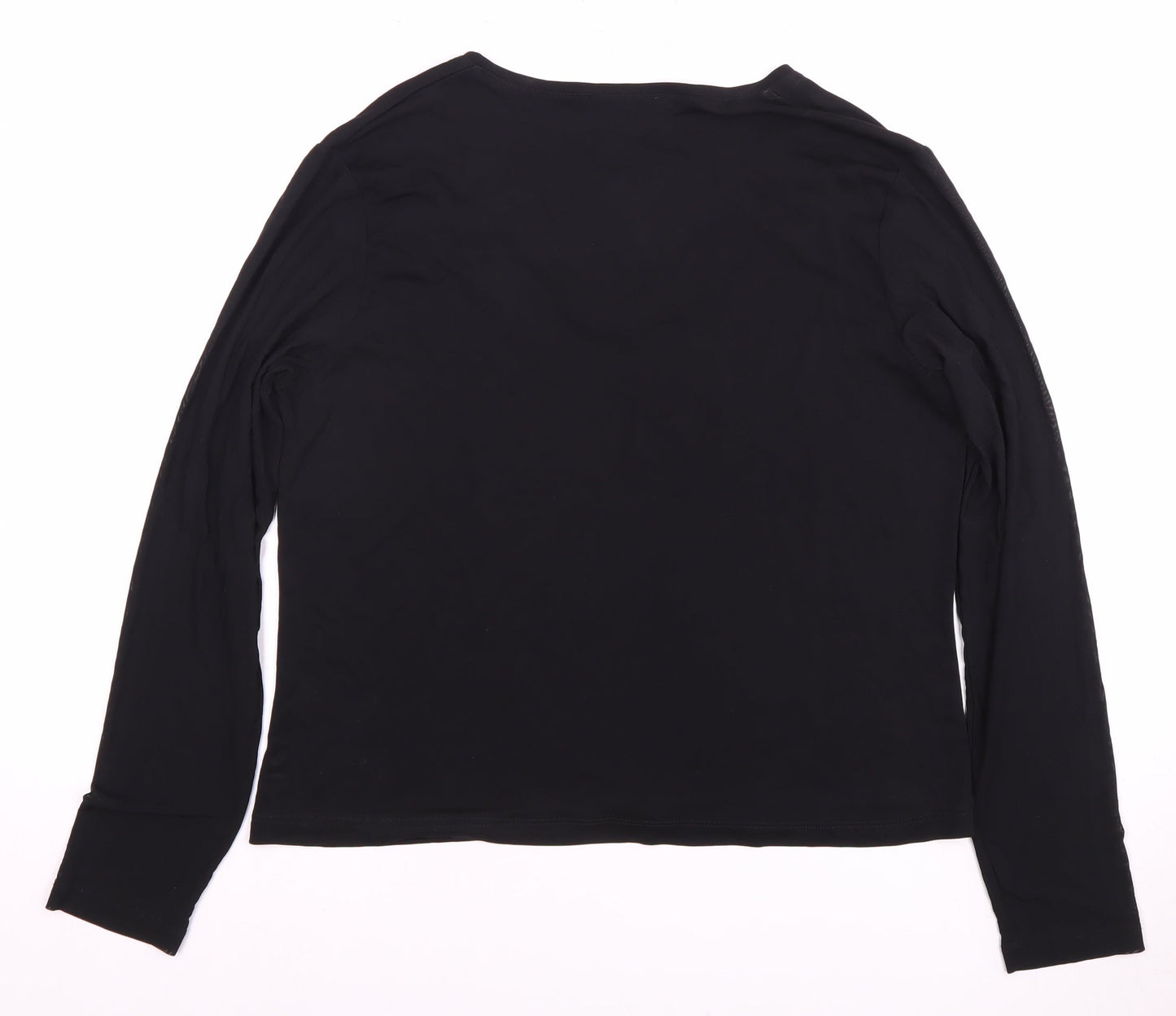 CARLA FERRONI Women's Black Beaded V-Neck T-Shirt L