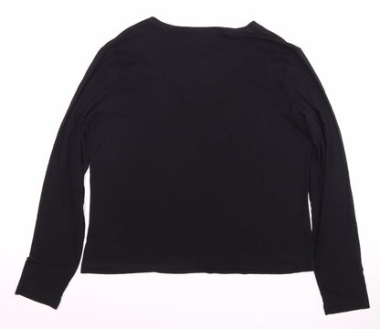 CARLA FERRONI Women's Black Beaded V-Neck T-Shirt L