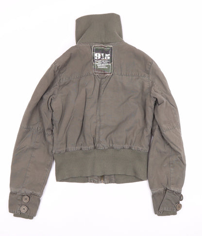 915 Girls Green Military Style Jacket Age 12-13 Years