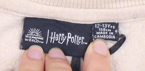 Harry Potter Girls Beige Graphic Pullover Hoodie 12-13 Years