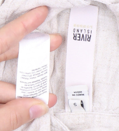 Womens UK Size S River Island Ivory Basic Button-Up