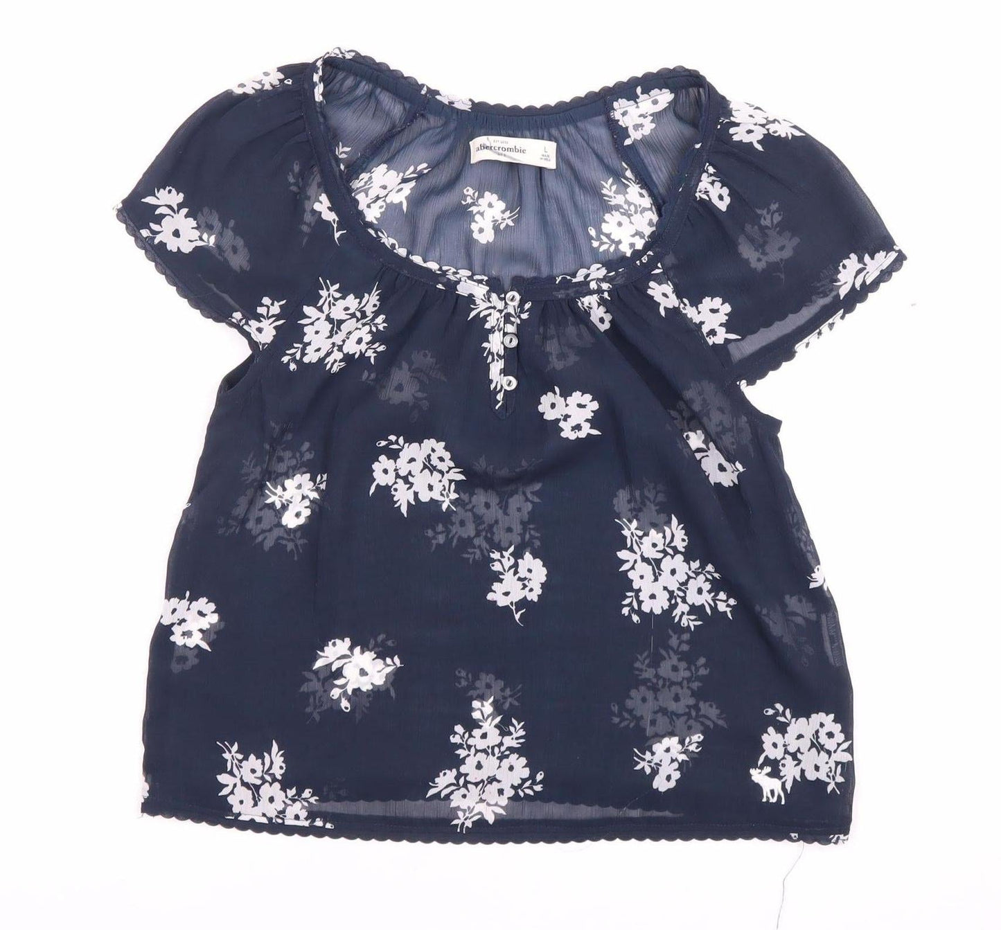 Abercrombie Women's Blue Floral Blouse, Size L