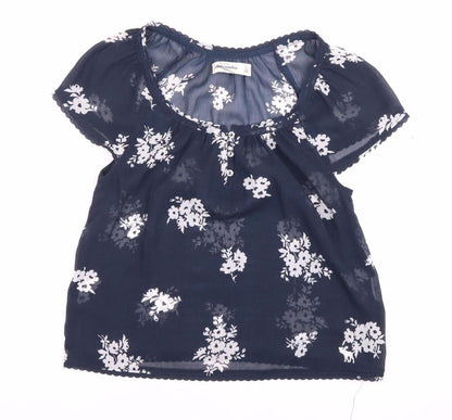 Abercrombie Women's Blue Floral Blouse, Size L