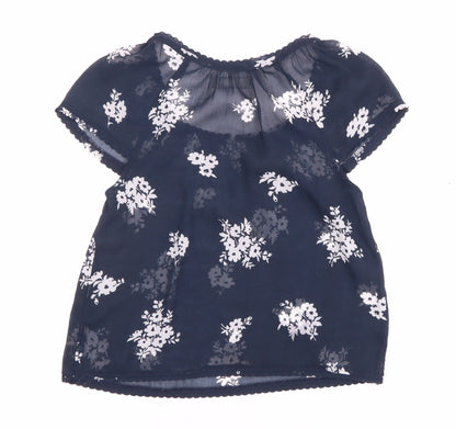 Abercrombie Women's Blue Floral Blouse, Size L