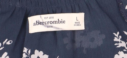 Abercrombie Women's Blue Floral Blouse, Size L