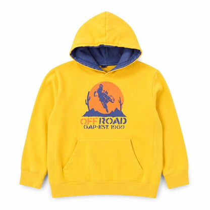 Gap Boys Yellow Pullover Hoodie, Size 10 Years, Motorsport Theme
