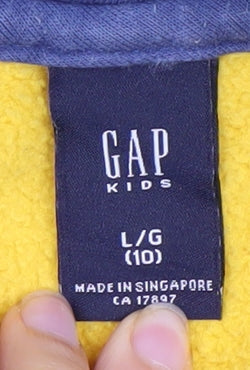GAP Boys Yellow Pullover Hoodie, Size 10 Years, Motorsport Theme