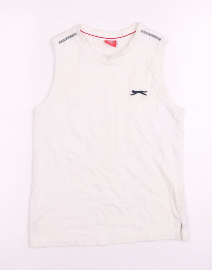 Slazenger Boys White Tank Top, Size 7-8, Casual Sleeveless