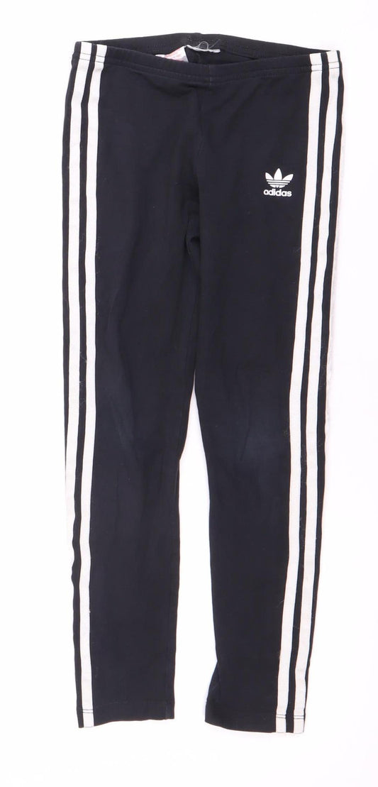 Front view of Adidas girls’ black track pants 8-9 years