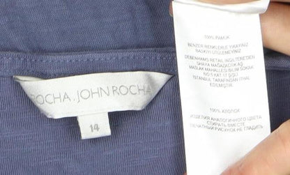 Womens UK Size 14 John Rocha Blue Basic T-Shirt
