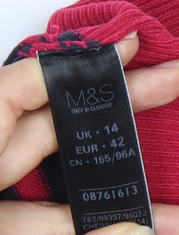 Womens UK Size 14 Marks and Spencer Red Pullover Jumper