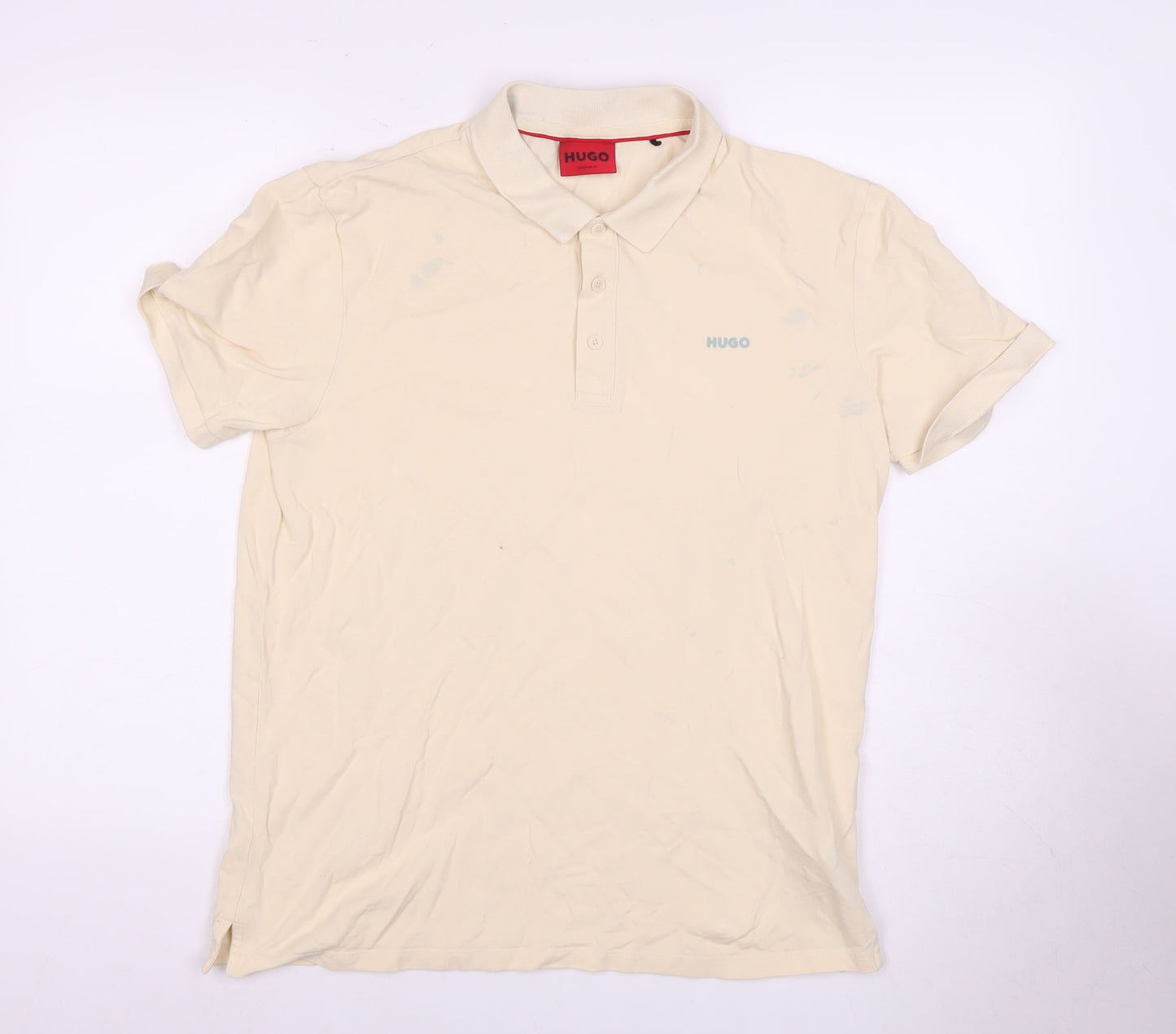 HUGO Men’s Beige Polo Shirt - Regular Fit, Short Sleeve