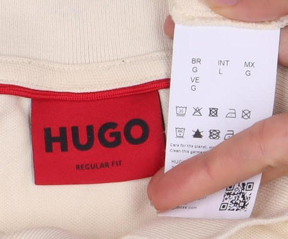 HUGO Men’s Beige Polo Shirt - Regular Fit, Short Sleeve
