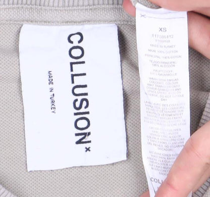 Unisex Adults UK Size XS COLLUSION Beige  T-Shirt