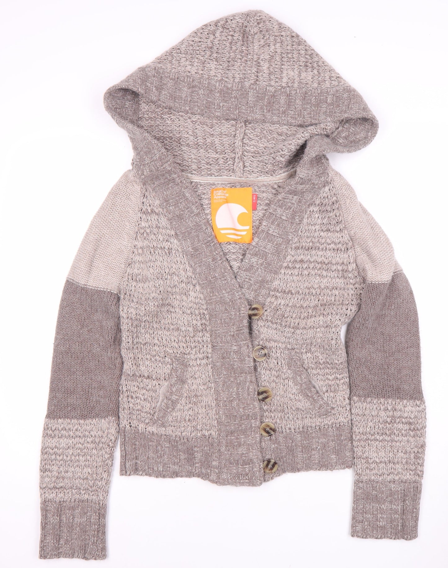 Soulcal California Women's Grey Hooded Cardigan, Size 12