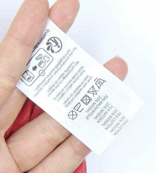 Damart Women's Red V-Neck Short Sleeve T-Shirt