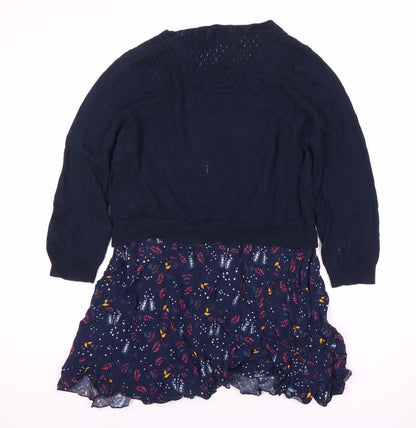 Faithful & True Women's Blue Floral Long Sleeve Dress