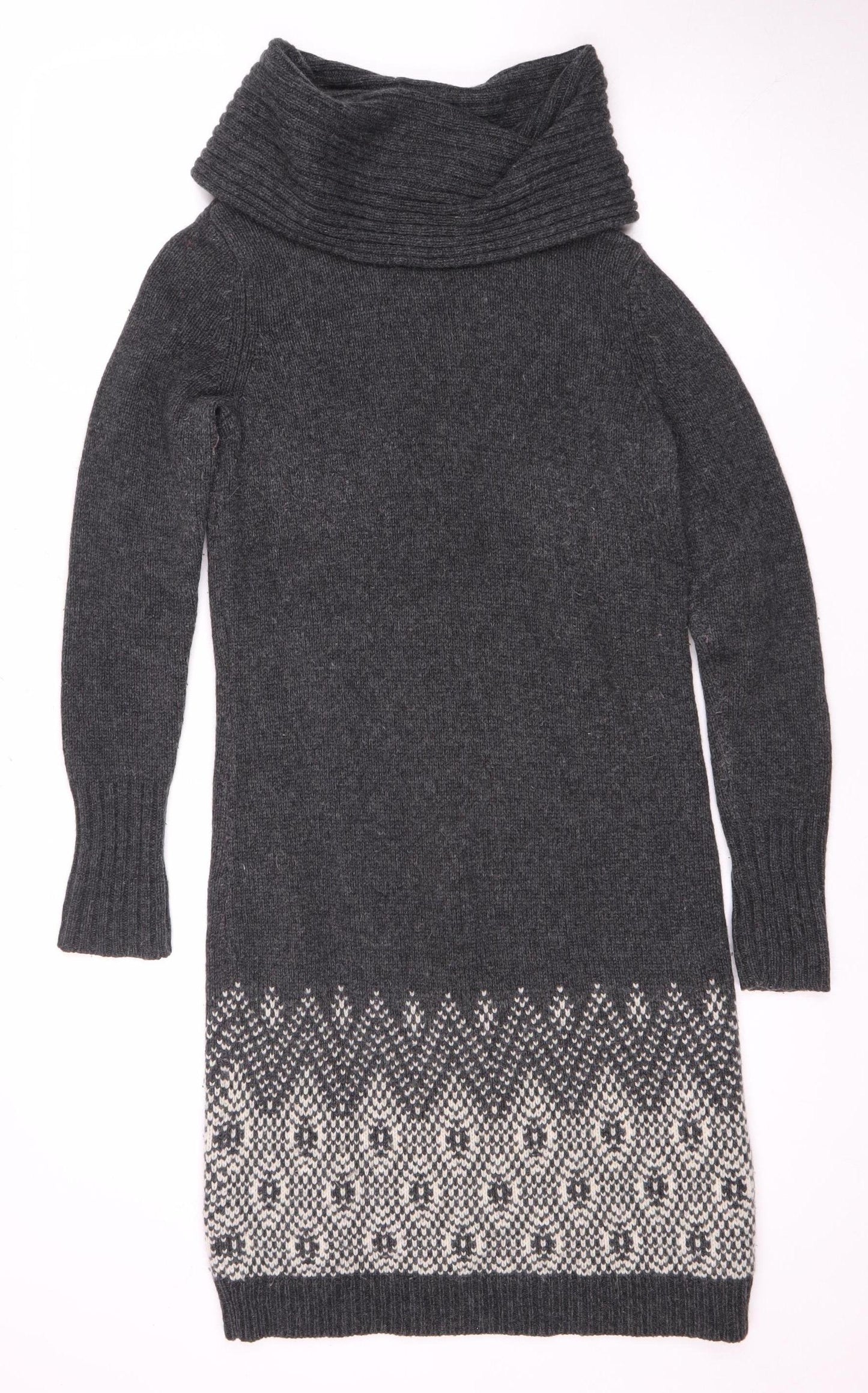 Gap Women's Grey Fair Isle Jumper Dress