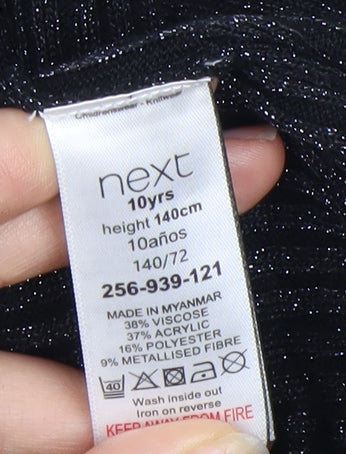 Next Girls Black High Neck Pullover Jumper 10 Years
