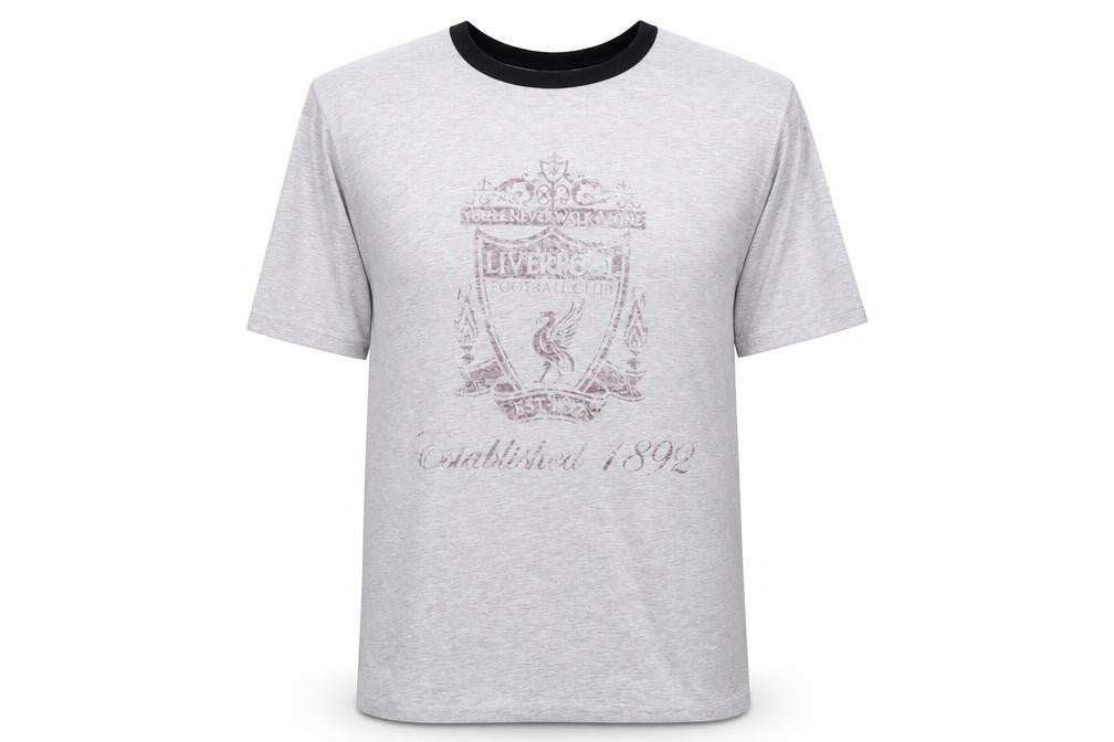 Front view of Liverpool FC Men's Grey Short Sleeve Pyjama Top L
