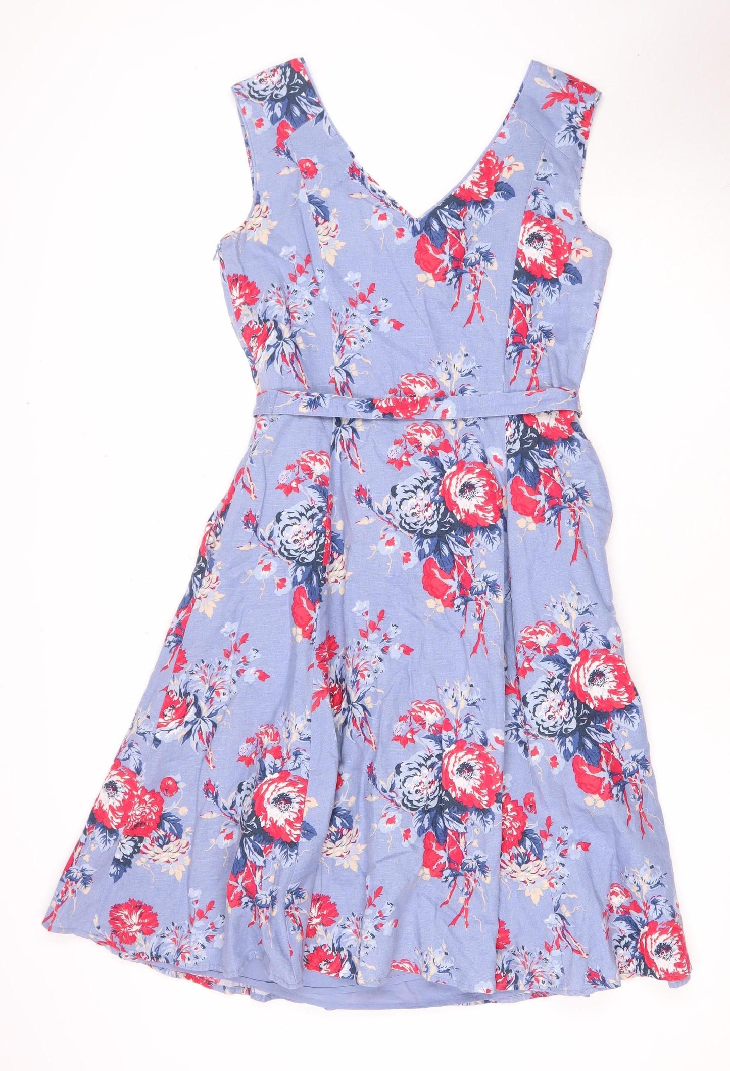 Laura Ashley Floral A-Line Dress, Blue, Size 10, Women