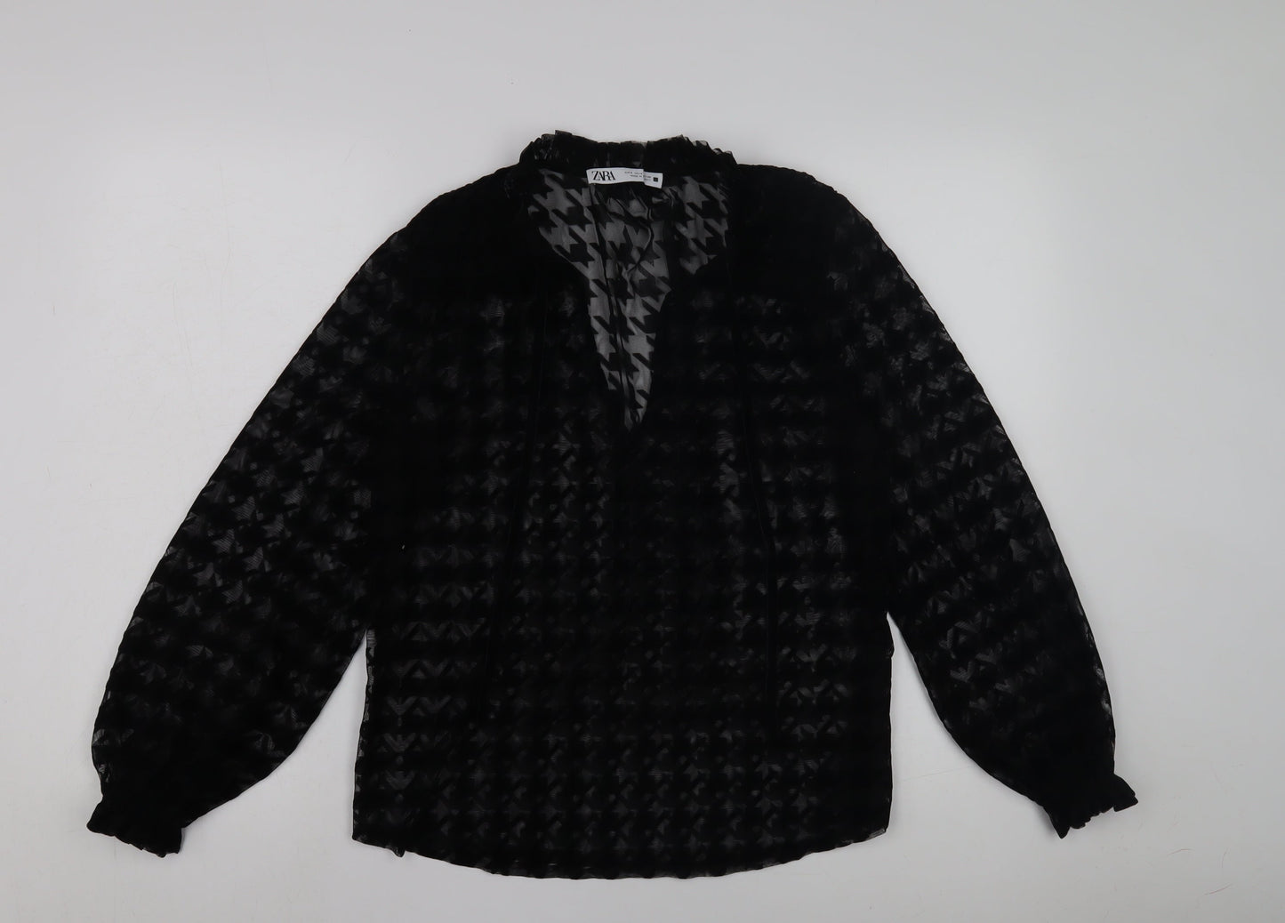Womens UK Size 10 Zara Black Basic Blouse