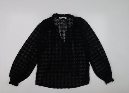 Womens UK Size 10 Zara Black Basic Blouse