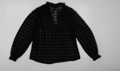 Womens UK Size 10 Zara Black Basic Blouse