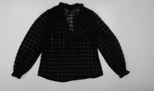 Womens UK Size 10 Zara Black Basic Blouse