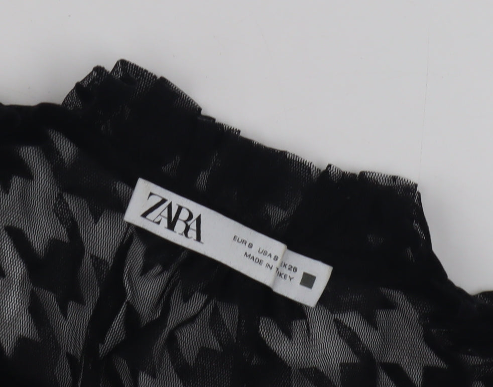 Womens UK Size 10 Zara Black Basic Blouse