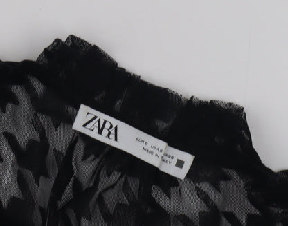 Womens UK Size 10 Zara Black Basic Blouse