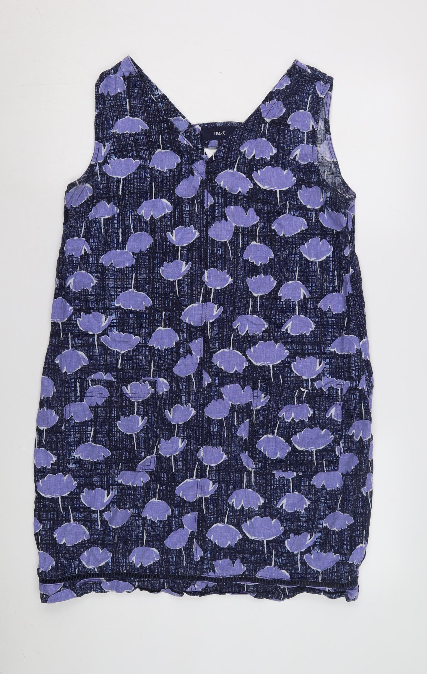 Next Women's Purple Floral Sleeveless V-Neck Dress