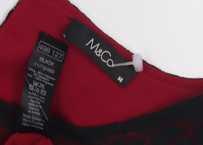 M&Co Women's Black Floral Lace Blouse, Size 14