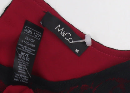 M&Co Women's Black Floral Lace Blouse, Size 14