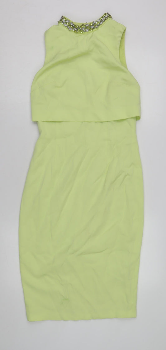 Coast Women's Green Beaded Sheath Dress Size 8