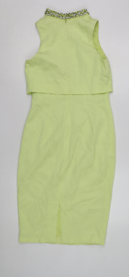 Coast Women's Green Beaded Sheath Dress Size 8