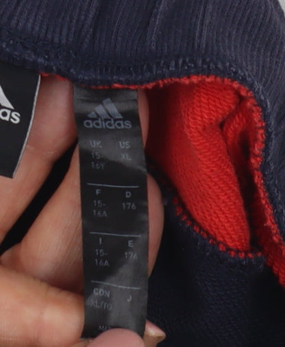 Adidas Boys Blue Athletic Shorts 16Y Elastic Waist